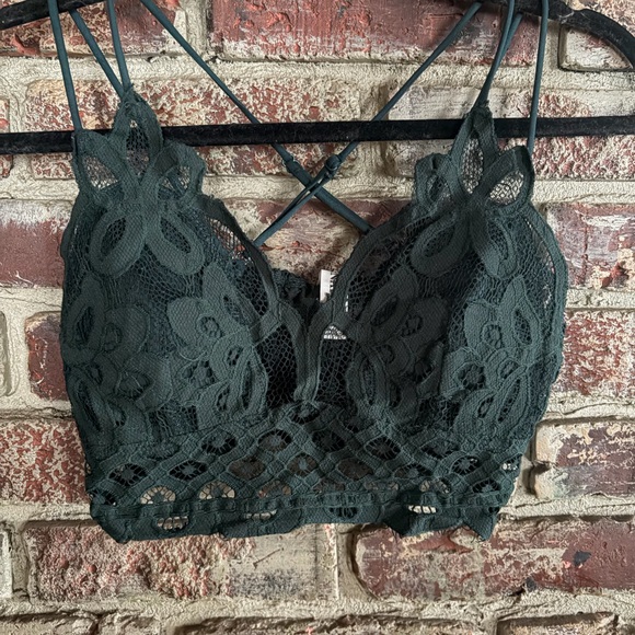 Zenana Outfitters Other - Lace Longline Bralette Forest Green Strappy Back Boho Festival Top Size M